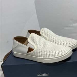OluKai Women's White Slip-On Sneakers